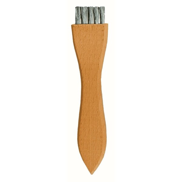 2 x 6 Row 0.006 Stainless Steel Bristle and Wood Handle Scratch Brush, PK12